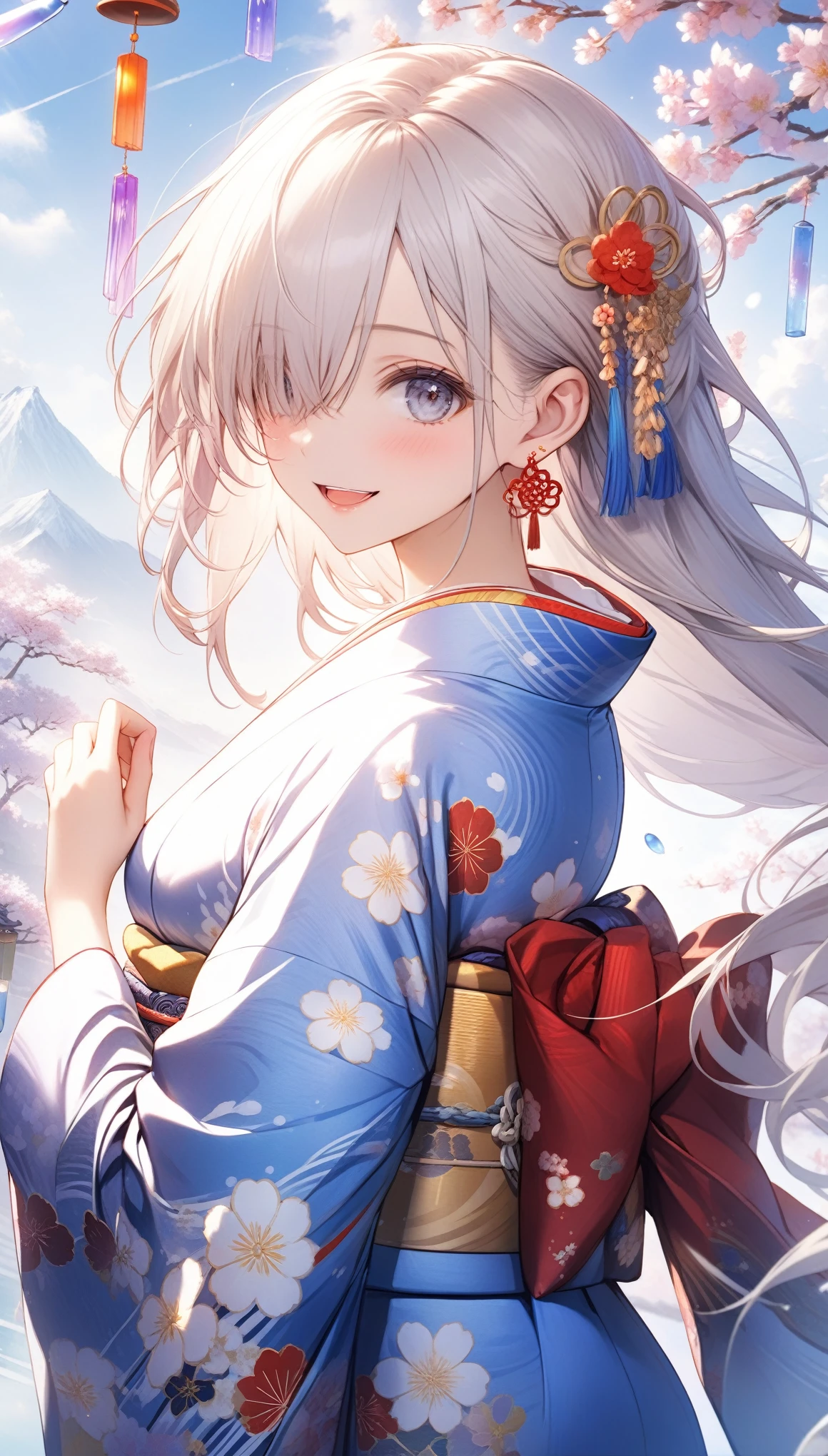 1girl,white hair,white hanfu,small breast
,waving hand,Colorful butterfly arround,sea background <lora:sanguogirls_v1-000001:1>