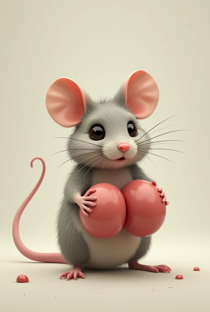 Hamster between two breasts