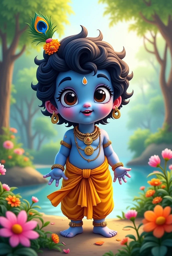 Indian lord krishna child roop with a boy