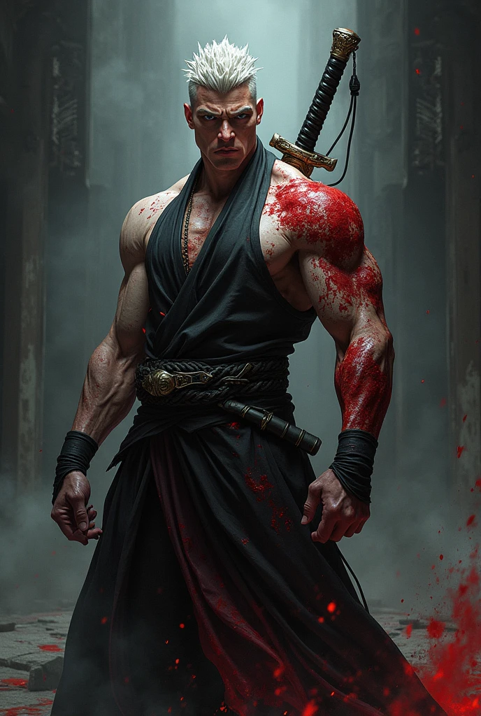 The Beaten Guy, on the knees, in the blood, dnd, Fantasy , A lot of blood, beaten, Wounded