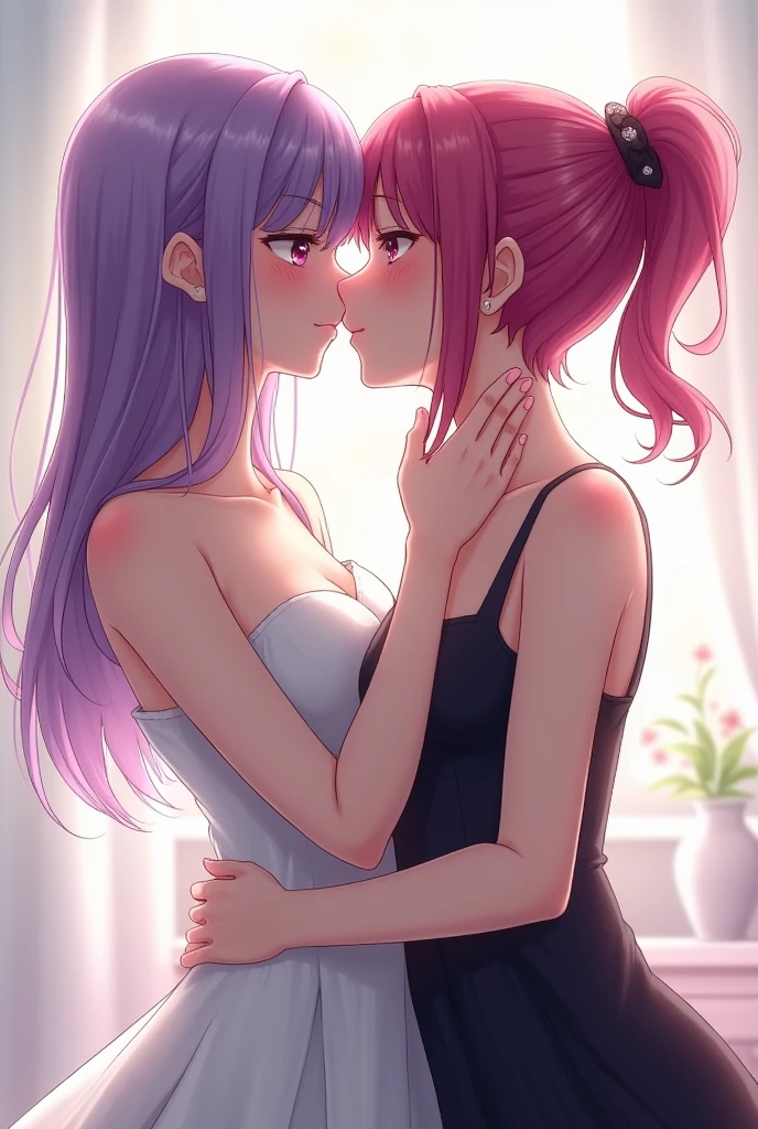 nerdy adult {multicolored hair} shower {two naked women} lesbian {dripping wet} {breast grab}