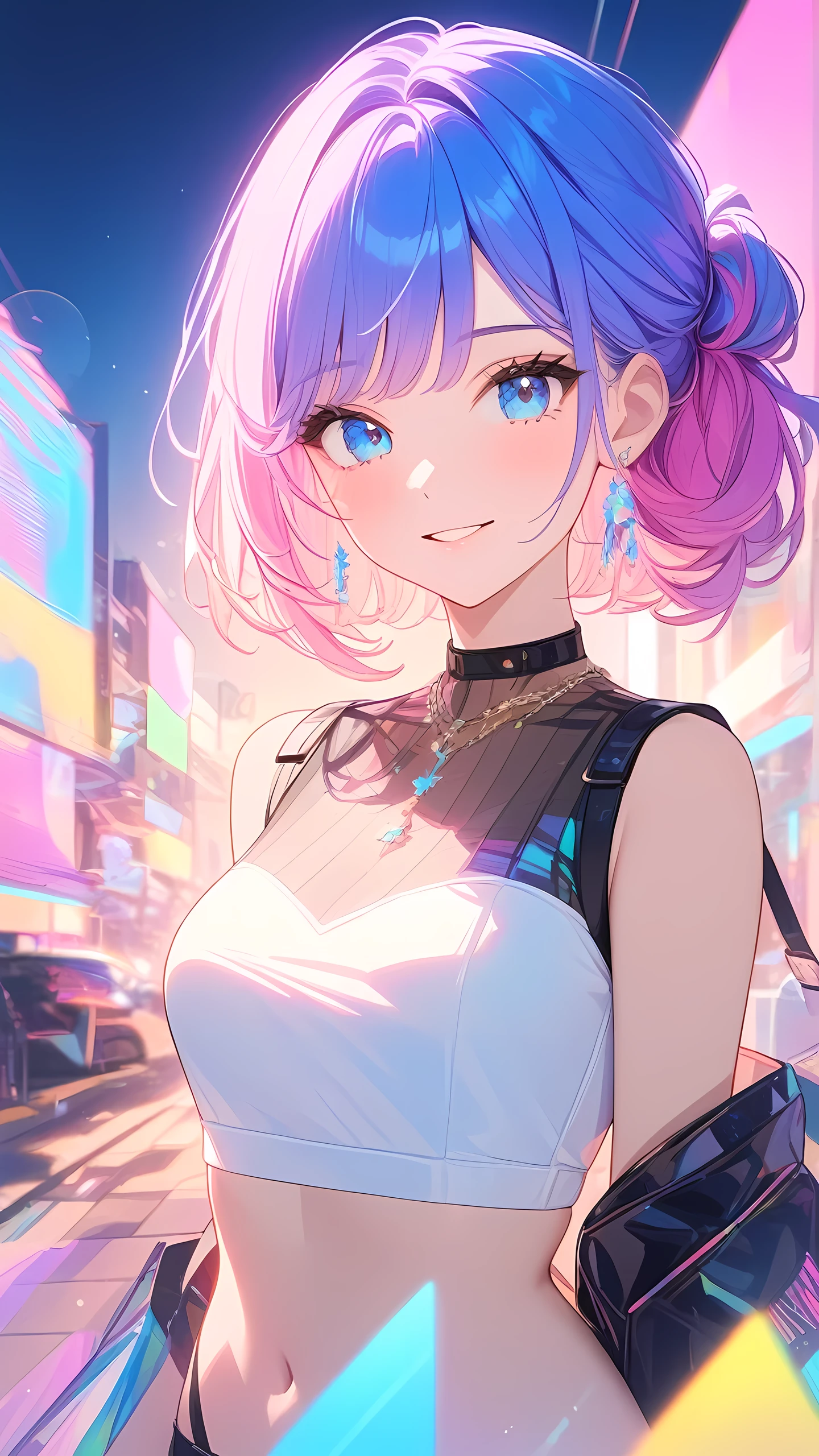 masterpiece,bestquality,superwideangle,fingeraudience,1girl,pinkandbluehair,hand,cuteanimeface,tears,masterpiece,transparentcolorPVCclothing,transparentcolorvinylclothing,wholebody,glitchlump}onface,smile,mediumhair,filmgrain,lens_flare,colorful,chromaticaberration,dynamicpov,closedmouth,Intenseemotionalexpression:death,glitchart,ultra-detailed,extremelydelicateandbeautiful,albumcover,album,albumdescription,Pixilationonface,Doubleexposure,ChromaticAberration,Lightleaks,Noiseandgrain,Colordegradation,Glitchlettering,art,abstractart,geometry,clearlines,squares,bright,limitedpalette,{canonicalcomposition},neatdiagonalstripedbackground,{{bluewithwhitestripedbackground}},{limitedpalette},flatcolored,blueandwhite,