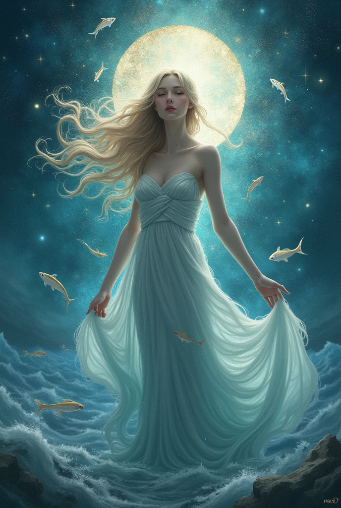 in style of Marie Laurencin, beautiful details,1 Beautiful girl standing in glowing text waves,Beautiful surreal, magic, orientalisme, (Kay Nielsen's (Kay Nielsen) Illustrations drawn by Ryan McGinley (Pipilotti Rist))