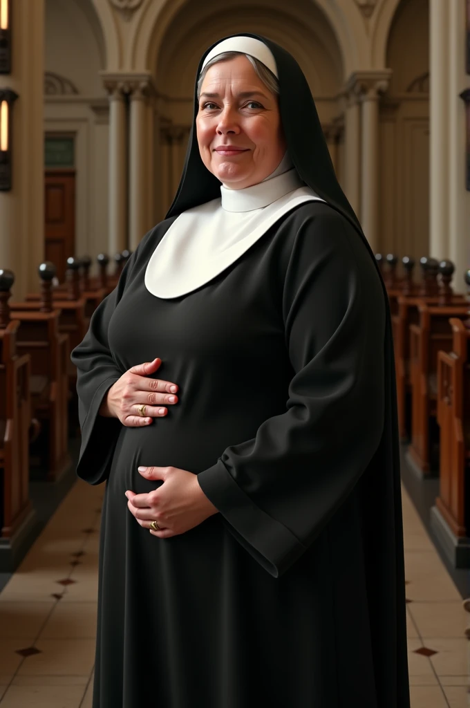 Nun,white skin tone,thick thighs,thick butt,huge breasts,sadist eyes,red lipstick,smile,blush,