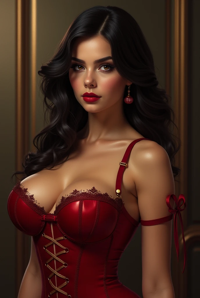 Create an image of a very busty woman