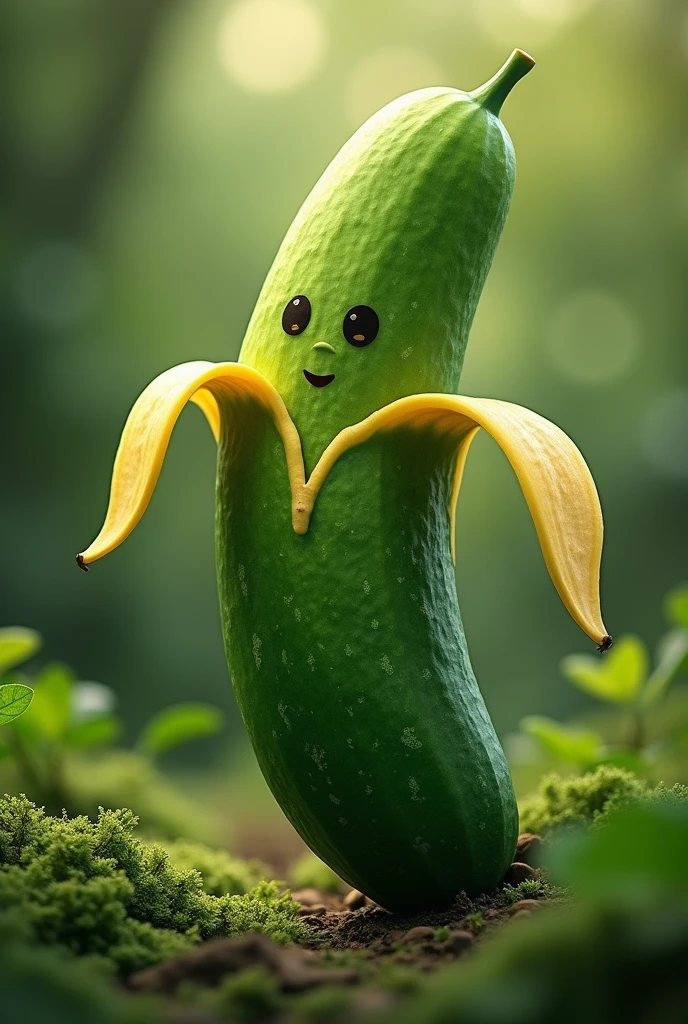 Beautiful naked Indian girl smiling brightly holding a cucumber inserted into her genitals, Put the cucumber in the cunt