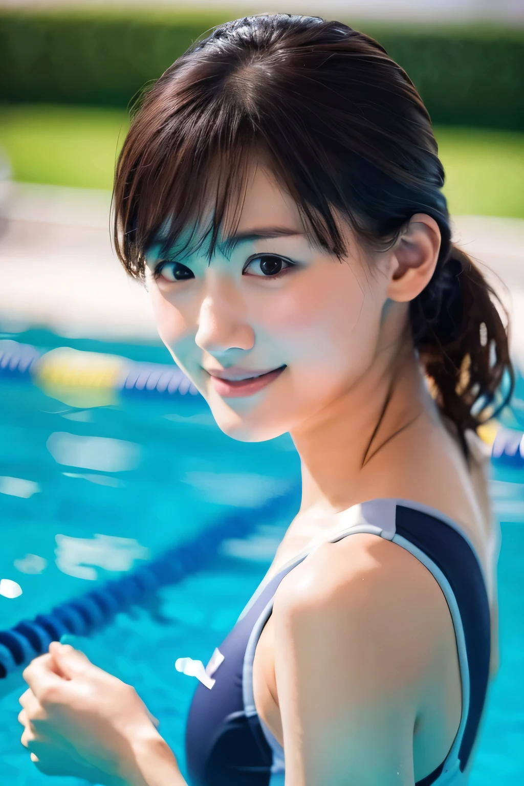 
(Beautiful girl having fun in the school swimming pool:1.5), (Baby Face:1.3), (smile:1.3), (Navy blue one-piece swimsuit for school:1.3), (Highest quality:1.4), (Highly detailed and realistic skin:1.3), (Very detailedな髪と顔), Very detailed, (Flat Chest:1.2), (Skinny body type:1.2), (Sweat:1.2), (Face close-up:1.3), School swimming pool, Smooth, Very detailed CG synthesis 8k wallpaper, High-resolution RAW color photos, Professional photography, Light, BackLight, dream-like, impressive, Written boundary depth
