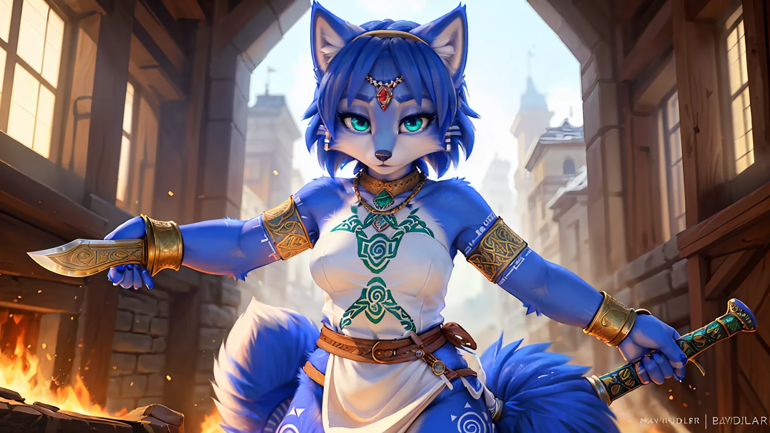 a picture of ((krystal)), Star Fox krystal, lovable, green eyes, medium breasts, (((Long blue hair 1.3))), Decollete, anthro, furry, Uploaded E621, detailed fluffys fell, (von Fluff-Kevlar, Bayard Wu, Pino Daeni), detailed face, (fluffy), 1 girl, alone, sweet girl, alone, ((​masterpiece, highest quality, Highest image quality, High resolution, photorealestic, RAW-Foto, 8k)), wavy medium length haircut, Fur all over the body,Looking for a cock, standing in the winter foAuflösungt, (((Wears Celtic medieval warrior clothing))) ,(((holding sword))) , (((complete outfit))), (((ready for battle))), secure content, ((High quality)),