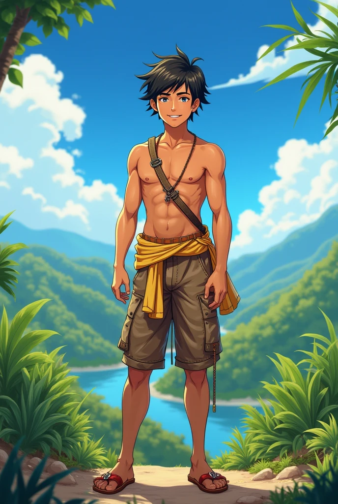 masterpiece, best quality, 5boys, (two boys: 4) kissing at a jungle waterfall hotspring at night, (kissing: 4), fireflies, male focus, solo, abs, dark skin, tan skin, messy colorful hair, seductive, lean, toned, skinny boy, twink, sexy, shirtless, jungle background, naked bathing in fountain, wet, sweaty, towel around waist, colorful flowers, lush plants, steamy, lots of steam (realistic proprotions: 1.3), (good anatomy: 1.2), anime style, genshin impact style,