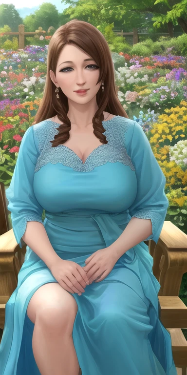 (best-realistic-real-life) flower garden_king, outdoor, milf, looking with love and completely distracted