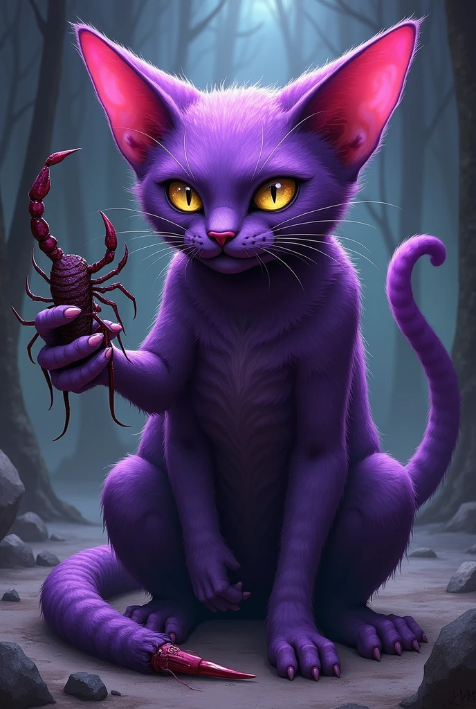tentacle,downy furry,Little girl,loli,purple hair,short hair ,purple CATt eye, purple downy furry skin,purple CAT ears,purple furry cat arm,purple furry cat hand,purple CAT tail,a strip of furry cat tail,furry CAT legs,furry CAT foot,furry face, furry torso,furry navel,furry lips,furry cat mouth,good anatomy,good artist,good quality,good detail,naked,(full body),(((Lay eggs)))