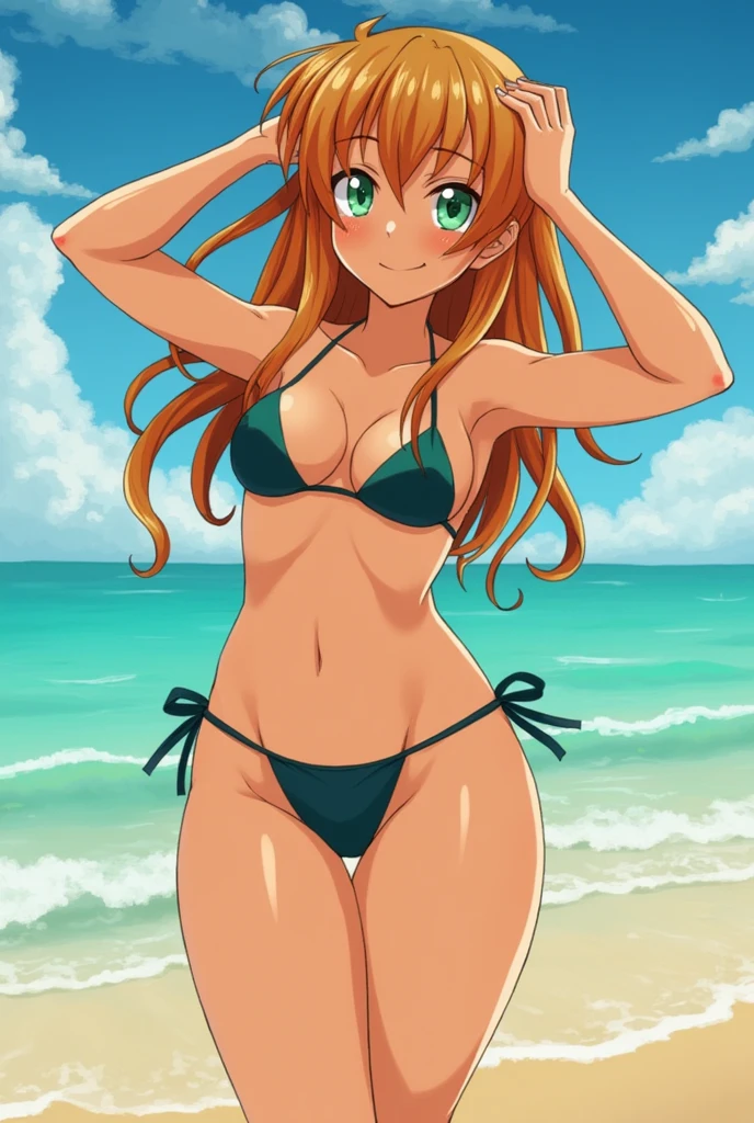 nami from one piece pretty girl in bikini bottom view big pointy breasts