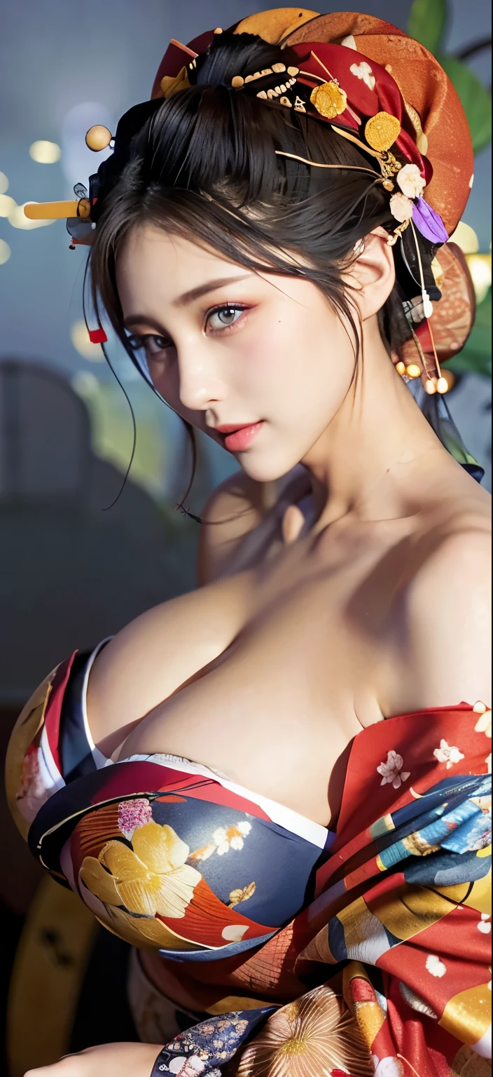 Realistic:1.8、bionde、Italian、Highest quality、1 girl、,Glowing Skin、Big Breasts 、Professional Lighting,Realistic、Perfect body、super high quality、Ultra-high Realistic image quality、Japanese、(Off-the-shoulder short length floral pattern kimono:1.6)、(Huge breasts:1.7)、(Cleavage:1.5)、Tight waist、(bionde:1.3)、(Blurred Background)、(Grin)、、Blue eyes、bionde、Tattoos all over the body、Sit with your legs apart、Covered in oil、〔Black pubic hair〕、short hair、Hair tied up、Full body photo、Sexy Face、short hair、 A look of complete lust、(((masterpiece)))、((Highest quality))、((超Realistic))、Mature woman、Mature woman、perspective、Very detailed、The perfect temptation、Best image quality、Fine-grained image quality、beautiful、European, woman, French, woman Italian, Italian, smile、Blue eyes、jewelry, Blue eyes, Realistic, High resolution, Soft Light,Hip Up, Glowing Skin, (Detailed face),tattoo, jewelry, , night, bionde, Wavy Hair,attractive appearance, smile, Perfect Style, Perfect balance, 