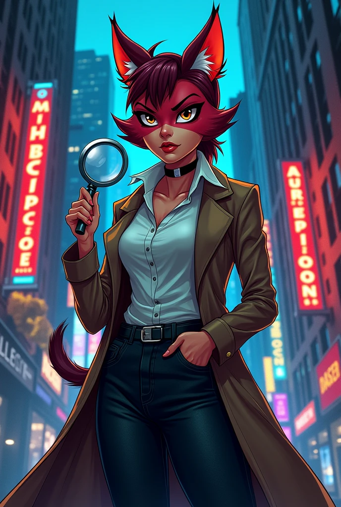 score_9, score_8_up, score_7_up, zPDXL, HMstyle, 1girl, solo, portrait, cyberpunk, retro artstyle, vintage, cyborg, undercut, city, neon, furry, anthro,