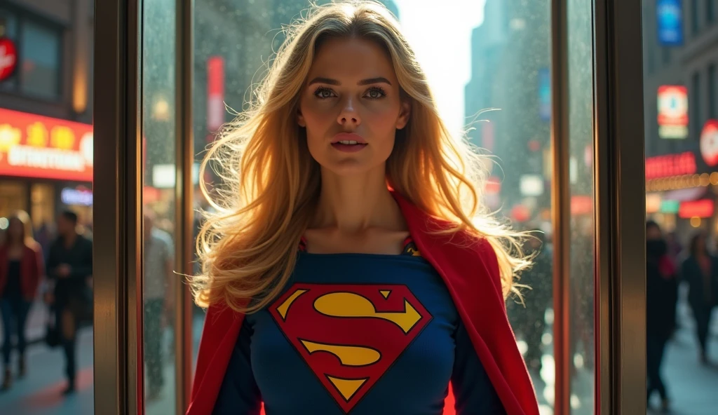 Helen Slater Supergirl (1984 Supergirl Costume), lifting a car with one hand.