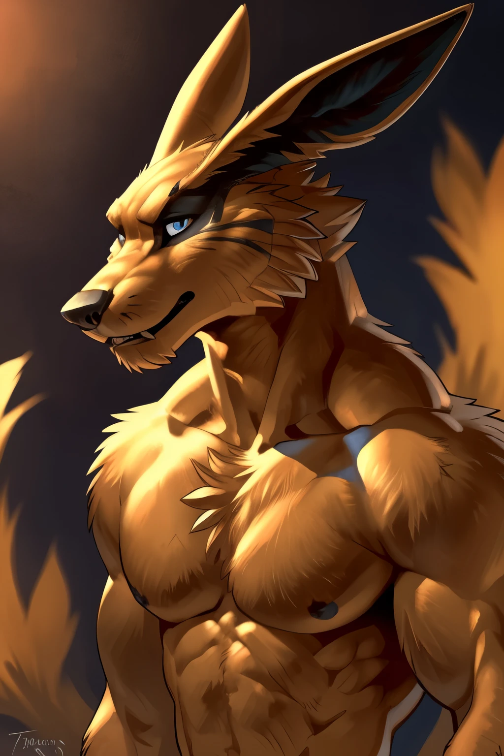 anthro wolf head slim. (close-up):2, 4k, high resolution, best quality disney:1.4, digital drawing,  perfect colors, perfect shadows, perfect lighting, posted on e621, furry body, anthro kurama:1.6, solo, male, adult, masculine tough:1, old:1.2, (skinny, athletic:1.2), correct anatomy, (cartoon fur, detailed fur, epic, masterpiece:1.2), (background, clear sky), sexy shadows, (by takemoto arashi, by Taran Fiddler), (detailed blue eyes:1.2), (black markings around eyes):1.2