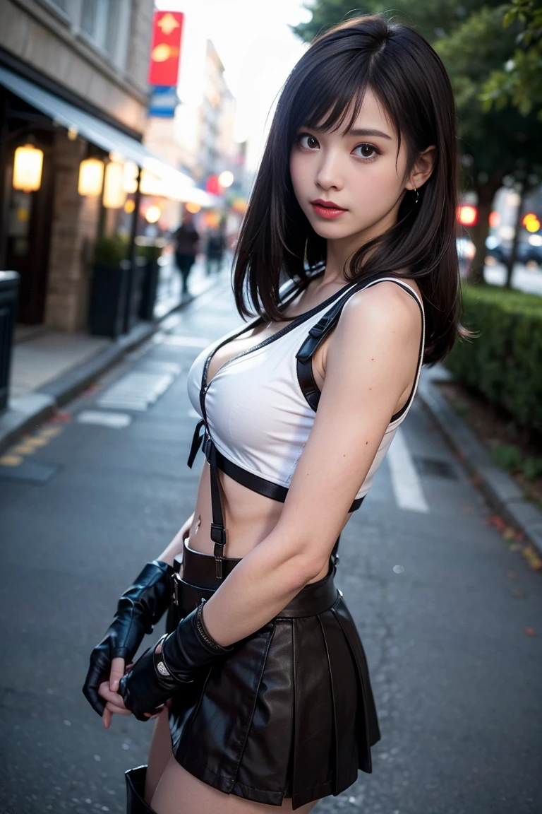 Portrait 1 Young Woman ,SF, beautiful girl,smile,Complex background punk, , Futuristic, Post-apocalyptic, dark, 薄dark光, ((masterpiece, Highest quality, )),(((Nipples exposed through the gap in her clothes))),,(((Small nipples))),(((Small areola)))(((Six Pack Abs))),(((Nipple details))),The neon-lit streets of a cyberpunk metropolis, Ignoring the boundaries between reality and technology