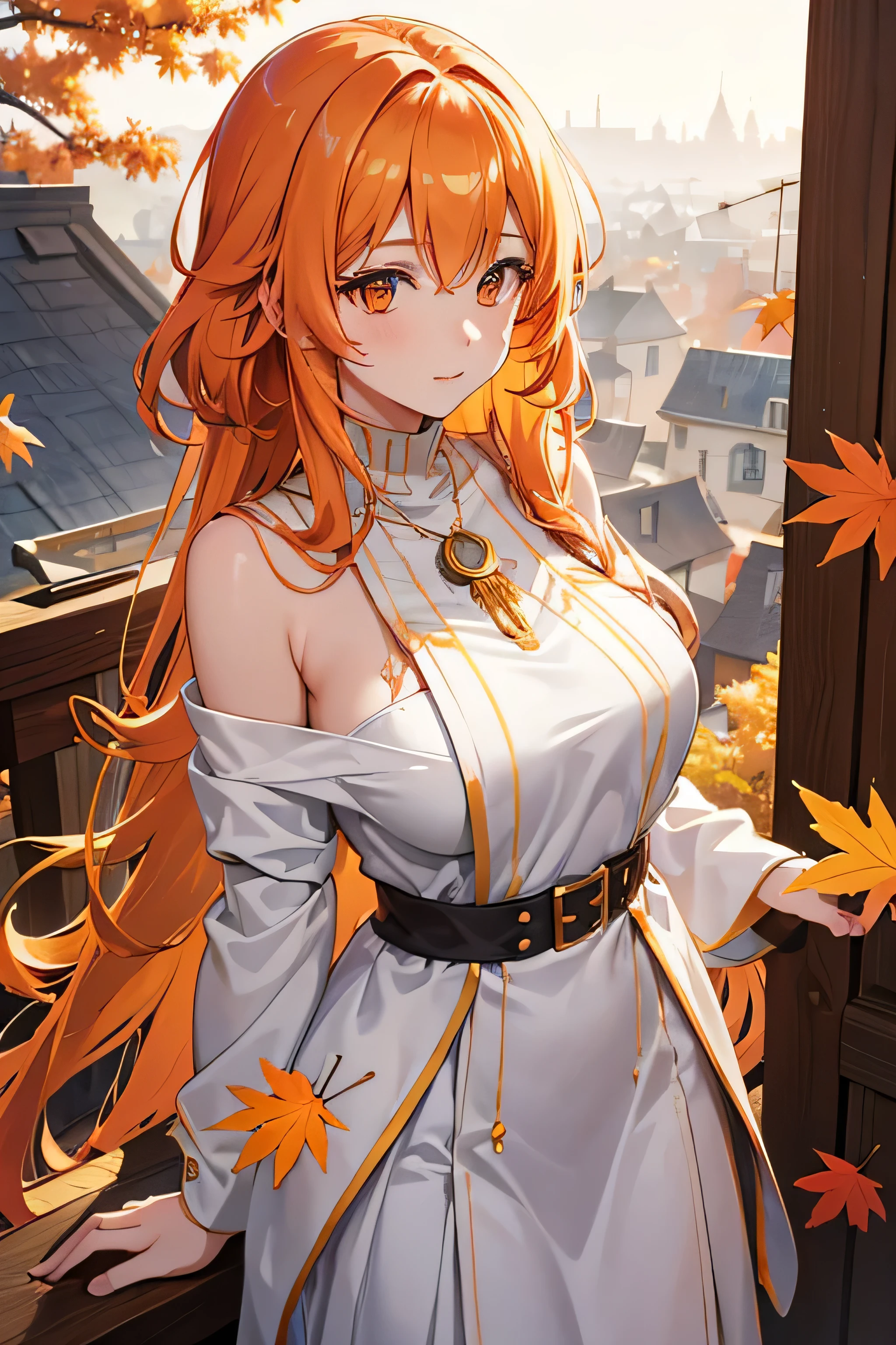 1 girl、、Sharp focus、(Bokeh) (Highest quality) (Detailed skin:1.3) (Intricate details) (anime)、Orange Hair、ponytail、Beautiful red eyes、18-year-old、(Keep your hands on your hips)、chest、Slim figure、bikini、A pareo skirt with bold ethnic patterns and plenty of primary colors、Realistic Skin、Glowing Skin, Sunburned skin、Cowboy Shot、Side body、smile、profile、Park in the background、Soft lighting