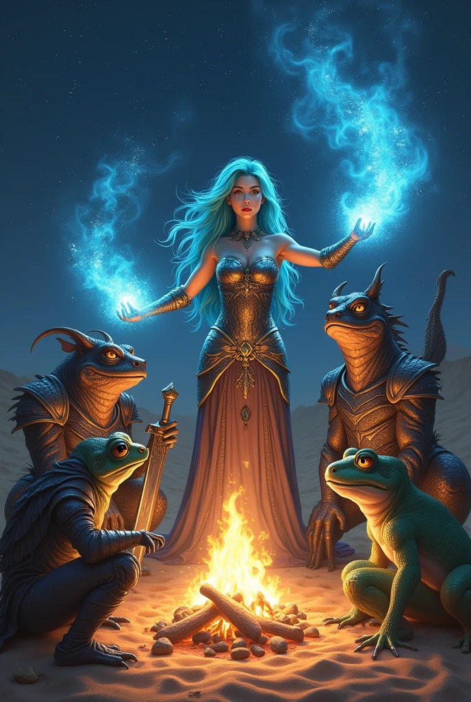 Mystara, Goddess of Magic, holding a council with the Dragonlords、Dungeons&Dragons