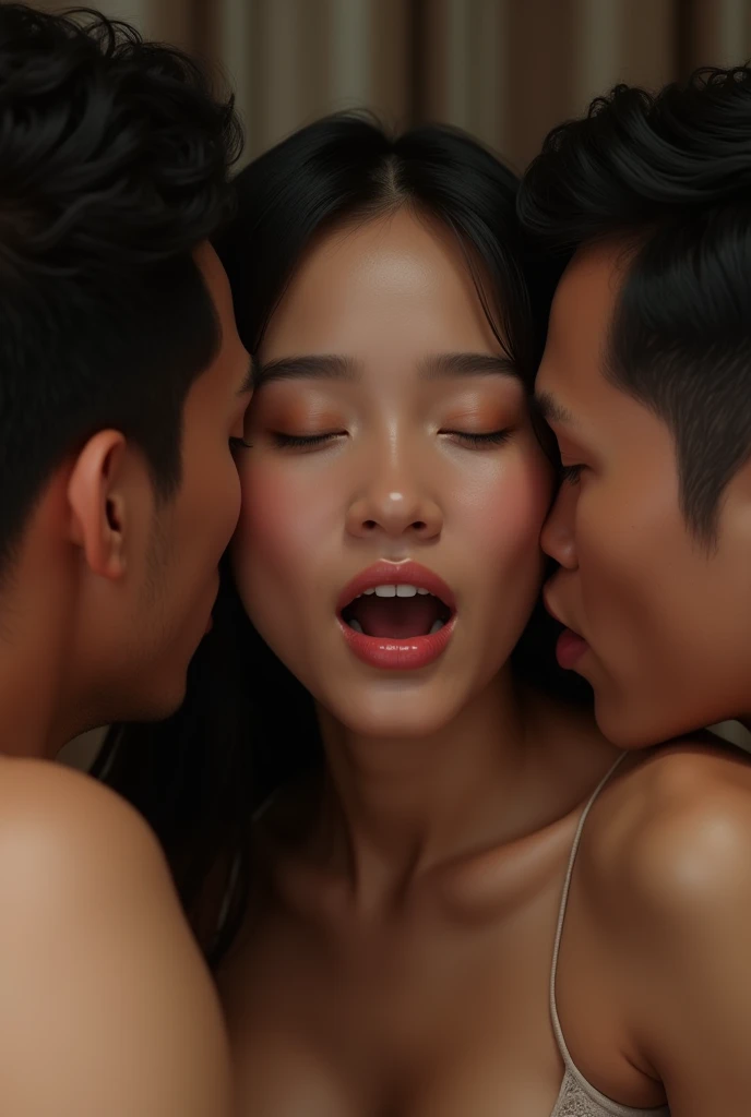 reverse gang bang, multiple girls, harem, fellatio, cooperative fellatio, licking, penis grab, head grab, kissing, grabbing another's hair, very close up shot, penis, pov, manybeautiful women, completely nude, looking at viewer, masterpiece photography, lightrays, very detailed skin, 8k focus stacking <lora:NsfwPovAllInOneLoraSdxl-000009MINI:0.95>