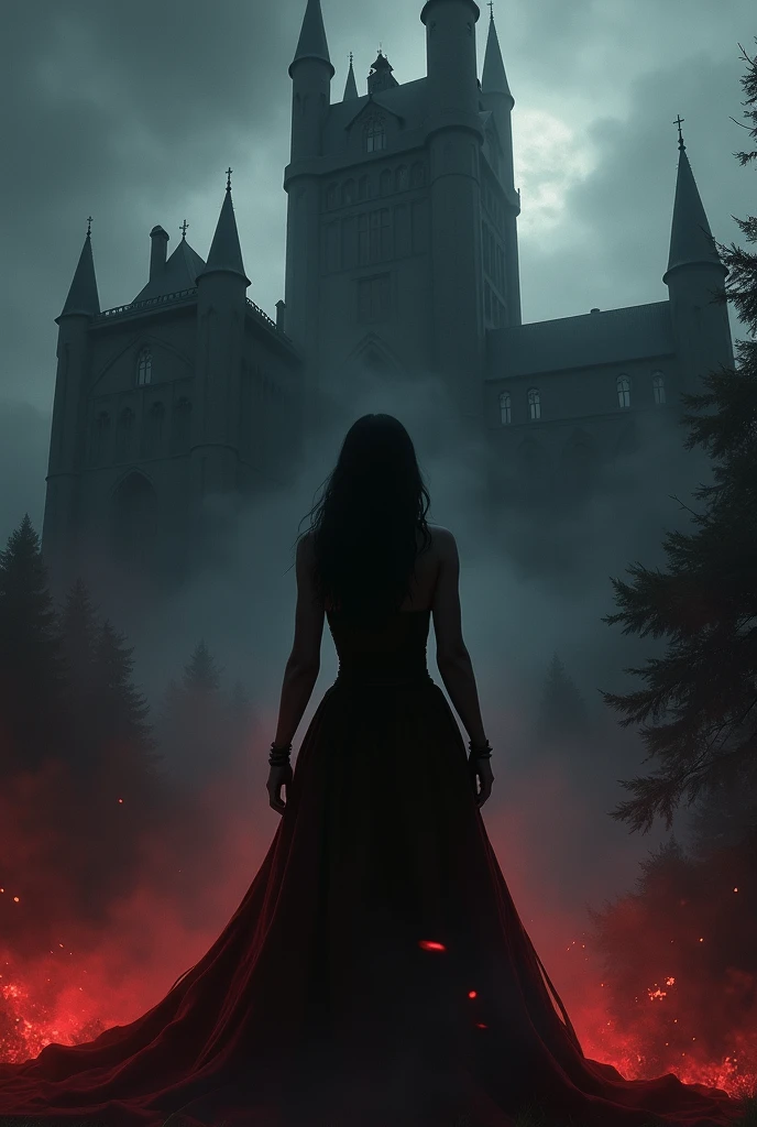 The image features a stunningly detailed 8k RTX photorealistic cinematic shot of a beautiful, voluptuous queen of the Gothics standing proudly in front of a high Gothic cathedral. By her side, a menacing gargoyle looms, adding to the dark and mysterious atmosphere. The red moon casts an eerie glow over the scene, enhancing the gothic architecture and intricate details of the cathedral. The composition is framed in a wide angle view, with smooth lines and realistic 3D dark effects creating a whimsical and captivating portrait of a woman in a fantasy style. The ZBrush final render and additional Blender details bring depth and richness to the image, capturing the essence of gothic beauty and mystery.


