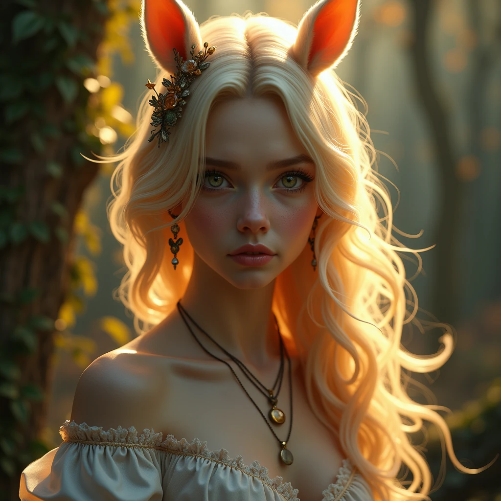 one girl, fox ears, , pure, cute naked, topless, a Fox human Mix, human Body, big tits, furry skinfox eyes, hairy skin,Most of Tage face ist human