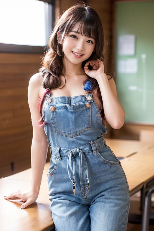((8K, RAW Photos, of the highest quality, Masterpieces), high definition RAW color photos professional photos, (Realistic, Photorealism: 1.37), (Highest Quality), (Best Shadows), (Best Illustrations), ((Cute, Beautiful, Ultra High Resolution, High Definition CG Unified 8K Denden Wallpaper, Physically Based Rendering, Movie Lighting), (aegyo sal:1), (cowboy shot),(1 japanese woman),(Photo of a woman in Japan 34 years old), (medium breasts), (sexy Face), (Random coveralls),High School Classroom, Beautiful detail eyes, Light on the Face, ((Cowboy Shot: 1.2)), especially strong light, (Upper Eyes, Grinning smile:1.2),Shiny skin, ((Random Hairstyle)), ((Random colored hair)), (thick thighs), ulzzang -6500-v1.1:0.2, Shy, (The Flash:1.2), ((enchanting posture: 1.3, Attractive: 1.2)), (idle), ((Good anatomy: 1.2)), ((Bright and refreshing classroom, the background is blurred: 1.2)), Perfect face, Cute face, (high-angle shot:1.2)