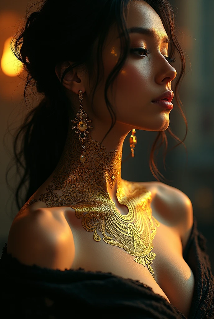 A sensual woman with an extravagant neckline