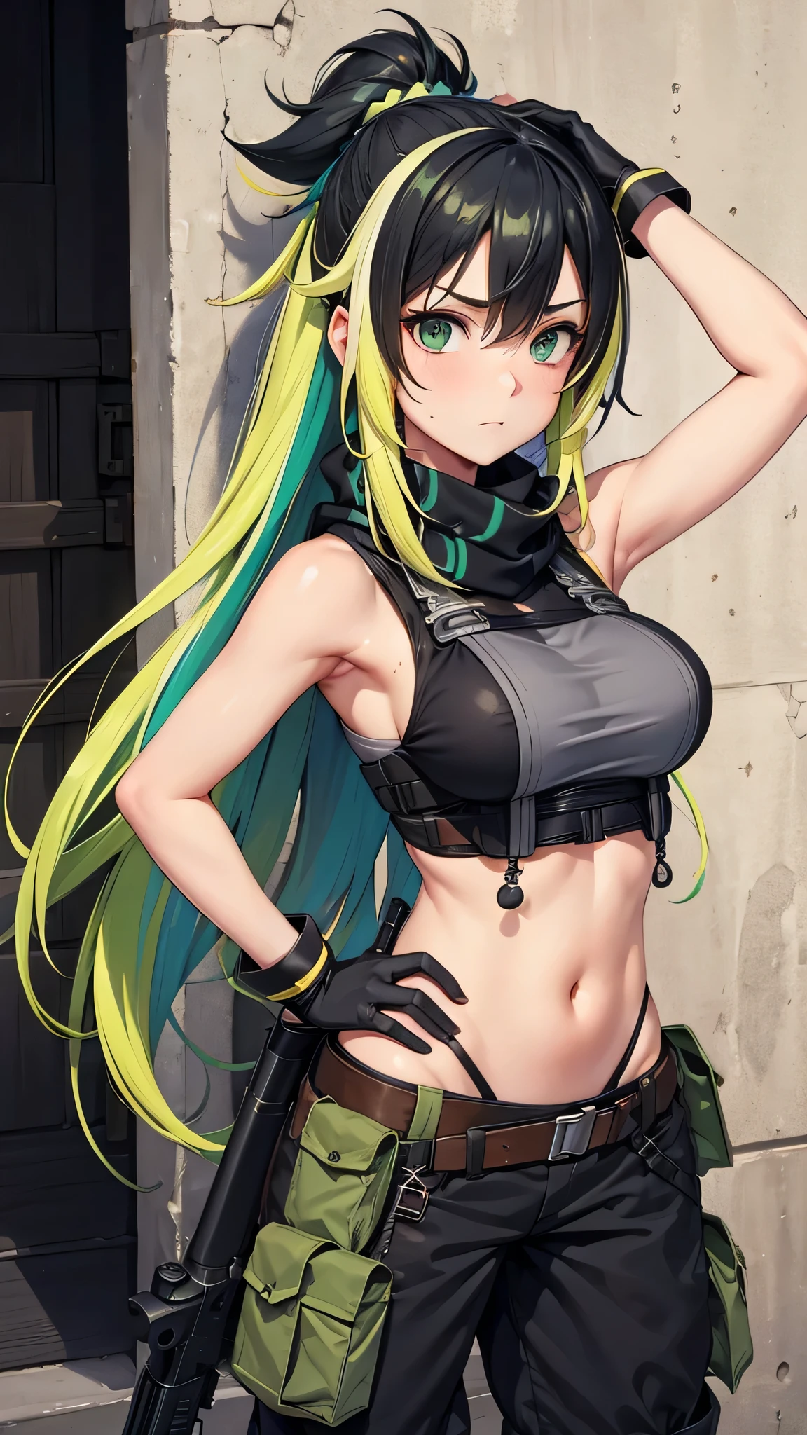 (masterpiece, best quality, detailed), 1girl, solo, looking at viewer, c.c., yellow eyes, green hair, long hair, bangs, medium breasts,
<lora:camouflage_uniform04:0.5>, wearing camouflage_uniform, desert, sand, dust, sun, contrapposto, closed mouth, serious