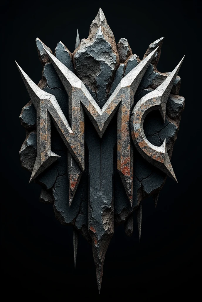 logo "MneverMore" stylish letter logo front, background with Harley Davidson