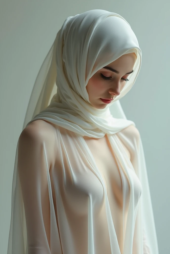 8k, best quality, Medium close-up, （Best quality，8K，tmasterpiece：1.3), (2 young topless girls:1.1), two beautiful young  nude girl, veil hijab ((turkish girl hijab)), ((long hijab, close hijab)), fit body, perfect eyes, pale skin, fair skin, perfect skin, ((outdoor)), at morning, ultra-delicate face, delicate eyes, double eyelids, half smile, Realistic, beautiful and delicate photo,heterosexual, braless, cold expression, cold pose, back view, climb on all four at the front of the mosque, (Falling rain:1.3), (at the front of mosque:1.4),back view, buttock stand out, topless body, sexy pose, full body shot, spread legs wide open, show off vagina, backshot, buttocks exposed, topless, small flat breast, slim body, skinny