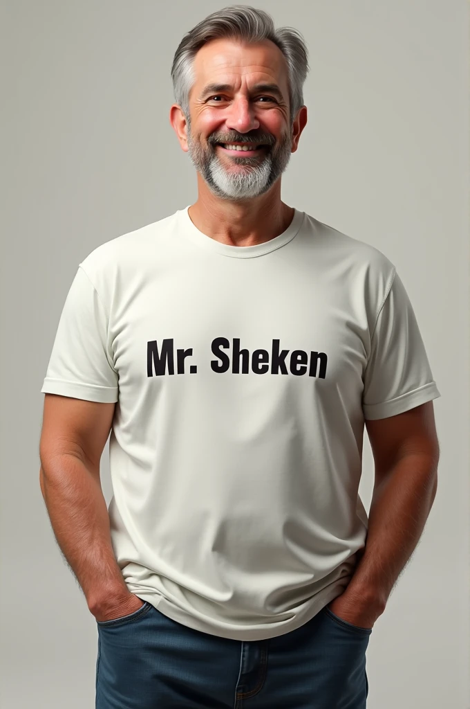 Sheken Man were tshirt written MR SHEKEN - SeaArt AI