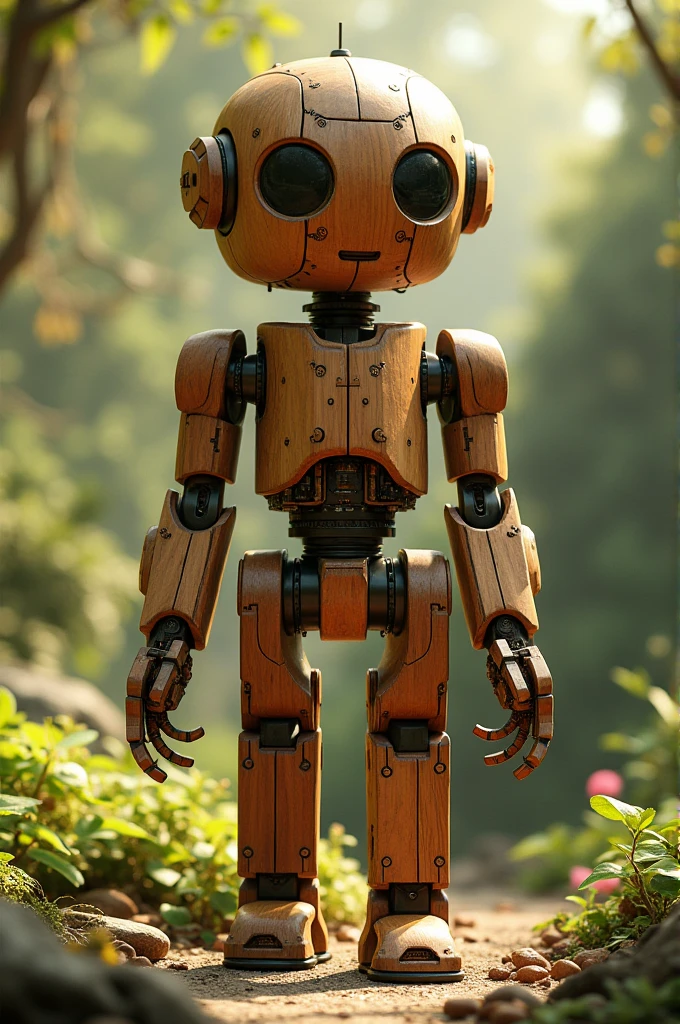 Wooden Humanoid Robot,No clothes,Wood grain body