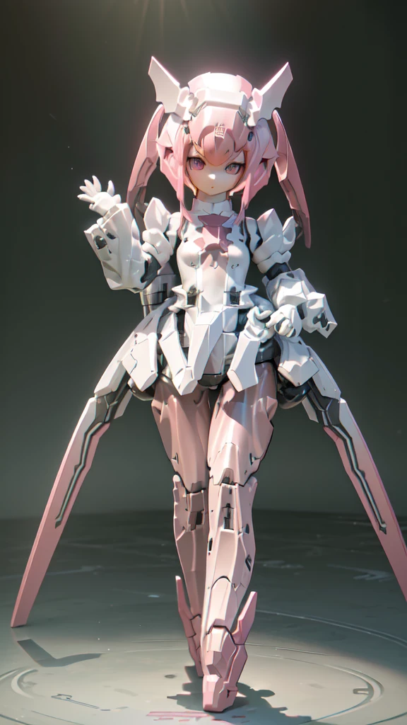 One Girl, alone, High resolution, vision, Accurate, Highest quality, 超High resolution, Shortcuts, Metal life forms、((Android、maid型、maid))、future、Strengthen the outer frame、clear、(saturated color、Pure white skin)、pistol、(pink、maid服、Metal parts)、(Deep Eye、pinkの目、lens camera、Expressionless、)、Ready your gun?、mannequin、(background、forest、grassland)