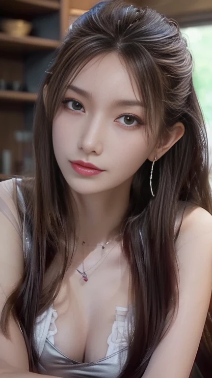 ((whole body)), ((From below)), Yushuxin,1 girl,alone, ((stand up, Leaning on the shelf)), ((Lean forward)), ((The features are clear, Clear Face, Clear Face)), Red lips, cosmetics, close, elegant pose, seductive pose, Perfect Curves, slim, sexly, Split, Beautiful feet, (Wearing transparent and shiny light grey pantyhose) ,Attractive gaze, Biting your lip, Disheveled long hair, Simple and casual scene, Very detailed, Ultra Clear, highest quality, Official Art, Beautiful earrings, Exquisite necklace, Very detailed description, Super beautiful painting, Sophisticated features, elegant, beautiful, Extremely fine detail, masterpiece, Authentic texture, Realistic Cinematic Lighting, masterpiece, highest quality