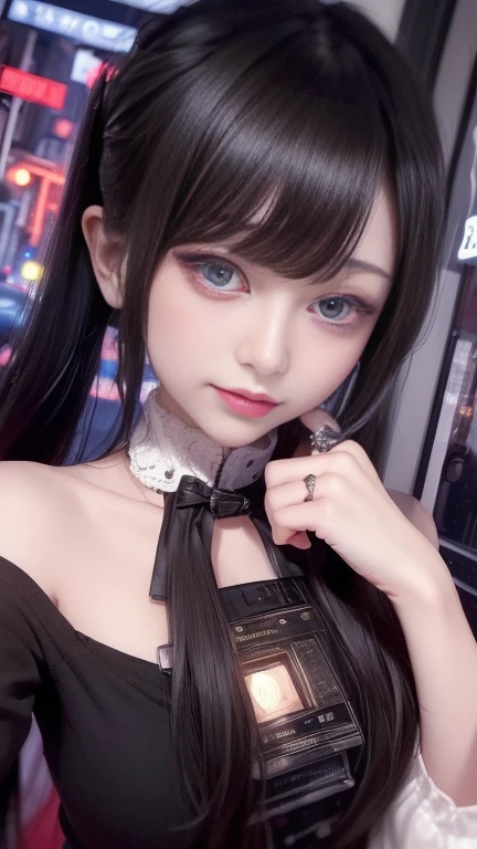 (Cinematic Digital Artwork: 1.3), High quality, masutepiece,de pele branca、Lustful Girl, Estrus girl, , Twin-tailed, night landscape、POV , rub one's breasts, (Sweat、Vulgar laughter、narrow her eyes、Black hair Long hair、twin-tail hair、Red Glitter Eyeliner、Red Eye Shadow、heavy make up、pale fluorescent pink lipstick、makeup)、Black Long Hair, Twin-tailed、涎、Overflowing saliva、red blush、While drooling, Divine milk、 Too big J cup breasts、The beauty of a masterpiece、 Best Erotic Bodies、de M, 、Lust、Mine makeup、Landmine girl、Yandere Girl、Menhera Girl、girl、Hair that combines iridescent blue, Toned body、Composition of the whole body、Perfect human body、swimming pools、(((Oil,gleaming skin、realistic skin textures、Detailed beautiful skin、Shiny skin、shiny white skin))),Night Hotel、Bedrooms、sexy lingerie、SEX、