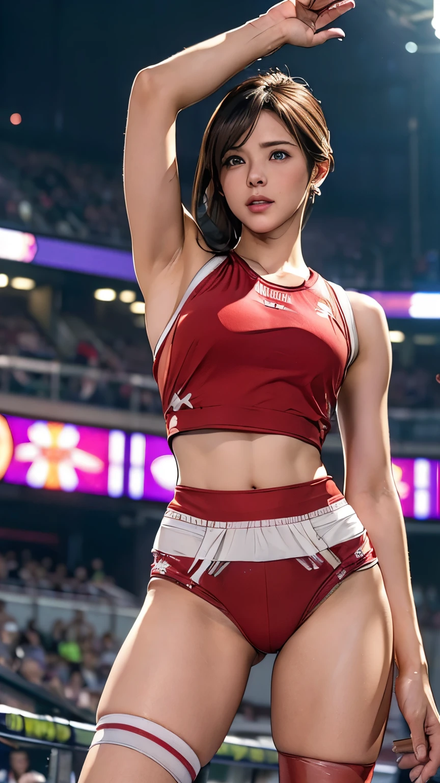 ((tmasterpiece, best qualtiy)),A highly detailed,8K,Realistic focus,intricate-detail,Big Chinese Girl,female volleyball player,Volleyball uniform,Red bloomers,(((Wearing the number 9 shirt))),Kneepads,Over knee socks,(((Indoor arena background))),A tall man,long legged,poneyTail,Sticking Out Your Crotch,Cameltoe,cocked ass,(((Little Breast))),white tit,Lifting clothes,Revealing breasts,Look at the chest,toView ,pubick hair,thick pubic hair,View pubic hair,Robust body,Sexy and durable,Detailed abs,Detailed muscle lines,teats,dynamicposes,Greasy body,sweating body,Normal body shape,Normal face,normal hands,frontage,fully body photo,tall image,Look from the bottom up,look from down,Low angle full shot、Ground Level Shots、From below、