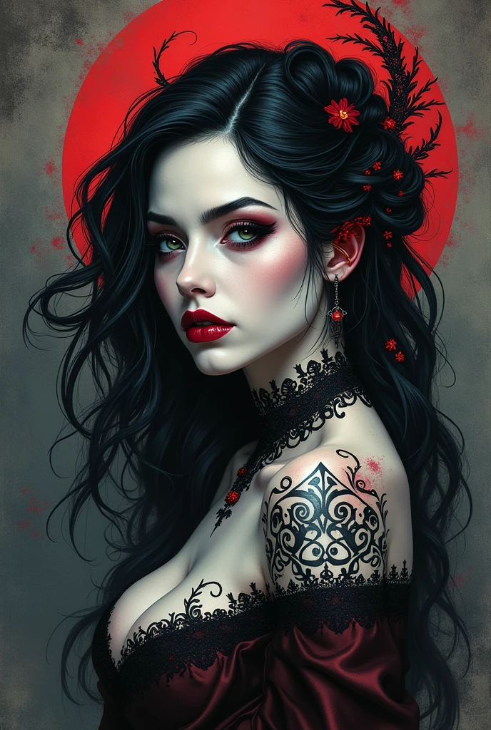 Woman body set large breasts(best quality, highres, ice skull:1.1), A girl with a body made of lava, featuring a Dracula Orchid pattern. (best quality, ultra-detailed), (realistic), vibrant colors, intense lighting, lava-like texture, hauntingly beautiful composition, surreal atmosphere, contrasting dark shadows, mesmerizing glow, detailed facial features, flowing lava tendrils, fiery eyes, ethereal presence, intricate floral patterns, mysterious aura."