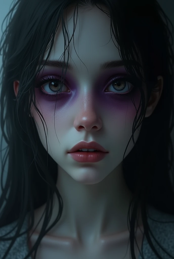 (This is a CG illustration..)(Tabletop:1.2, Highest quality), (Beautiful, detailed eyes: 1.2), (Detailed Background,Dark fantasy), (Beautifully detailed face), High Contrast, (Best lighting, Very delicate and beautiful), ((Cinematic Light)), colorful, Hyper Detail, Dramatic Light, Intricate details, (1 Girl, alone,Black Hair, Sharp Face,Low twin tails,Red eyes, Hair between the eyes,Dynamic Angle), (Blood splatter:1.4), Black light swirling around the character, Depth of written boundary,Blacklight Particle Loken Zic Circle,