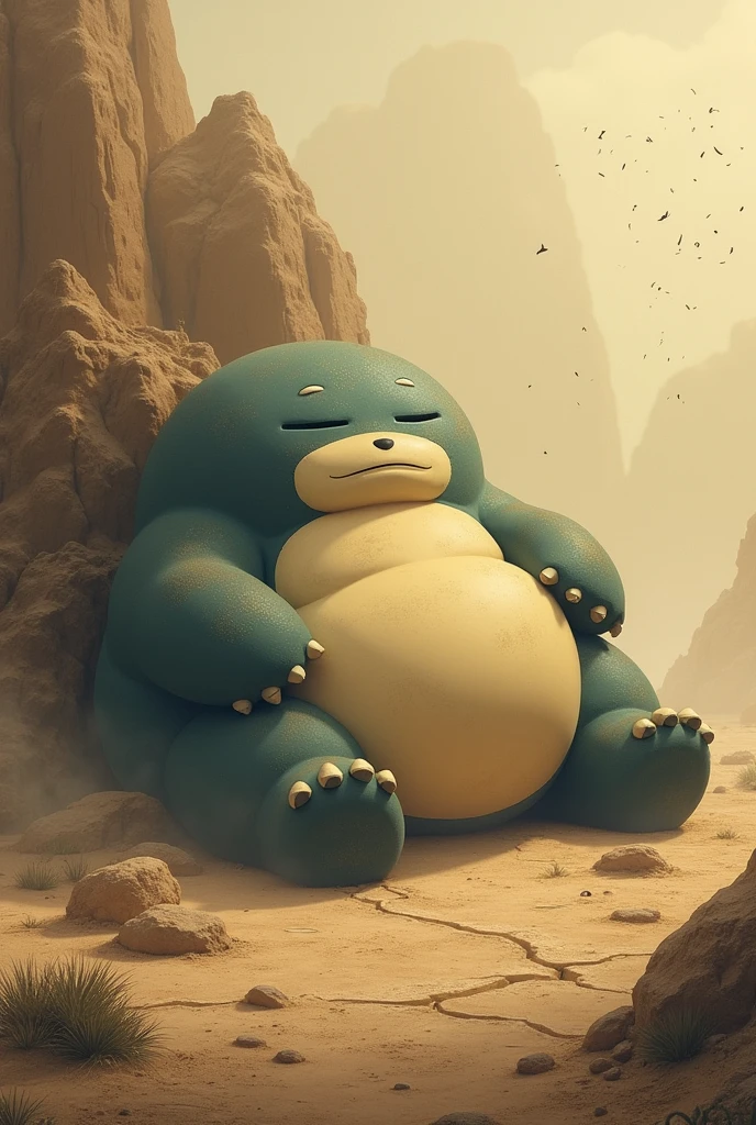 Snorlax, Hyper realistic, Jungle background, sleeping, eyes closed, sitting, 4K, high detail, vivid, pokemon