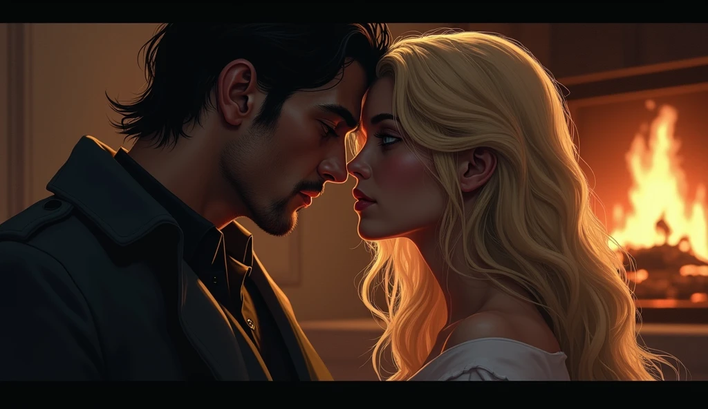 8K, highest quality, masterpiece, Super detailed, Ultra-high resolution, Bedroom, Midnight, Dim lighting, ((One man and one female)), (Embrace each other), (Gazing at each other)