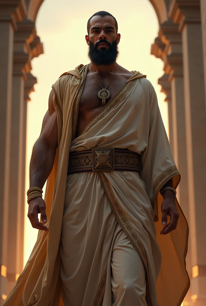 An ancient Indian guy going to market ready with traditional Kurta and he is fair, has a good jawline small beards. His hairs are anyhow looking like modern days like mullet cut