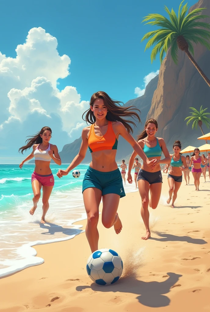 Naked women running in beach, open breast hanging and thick thighs huge ass