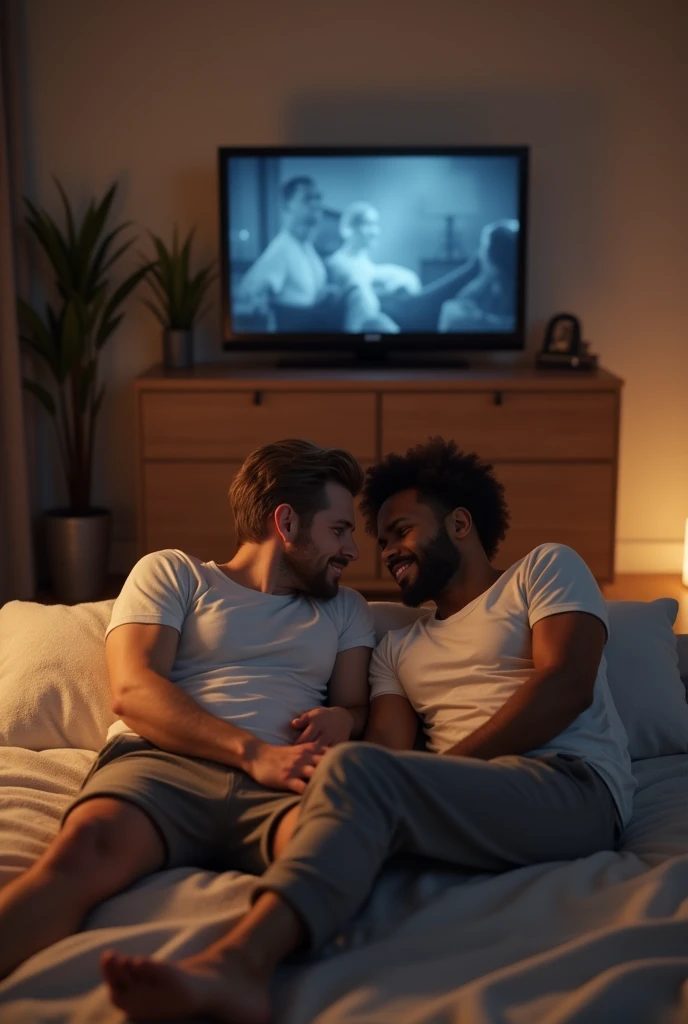 Two male gamer friends taking off their video game boxer shorts next to each other