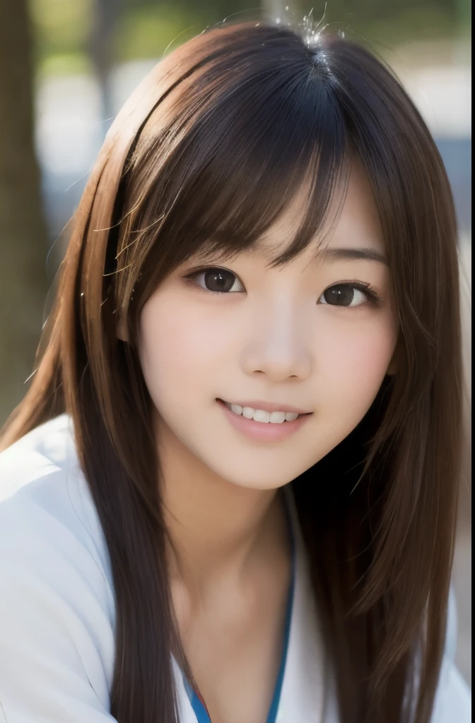 best quality, face focus, soft light, ultra high res, (photorealistic:1.4), RAW photo,(Shinozaki Ai), white skin, kawaii, 1 Japanese girl, solo, cute, (smile), (pupil, lights in the eyes), detailed beautiful face, Medium-sized breasts,(high resolution detail of human skin texture),(long hair),(portrait), upper body, white traditional kimono