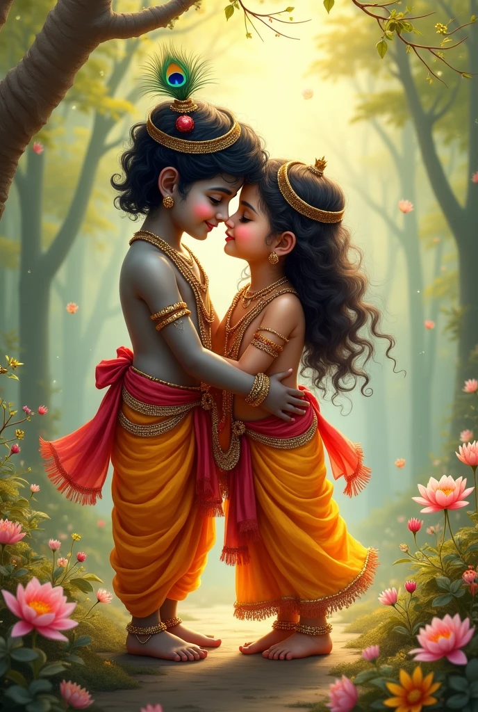 Goddess Radha and Lord Krishna as child