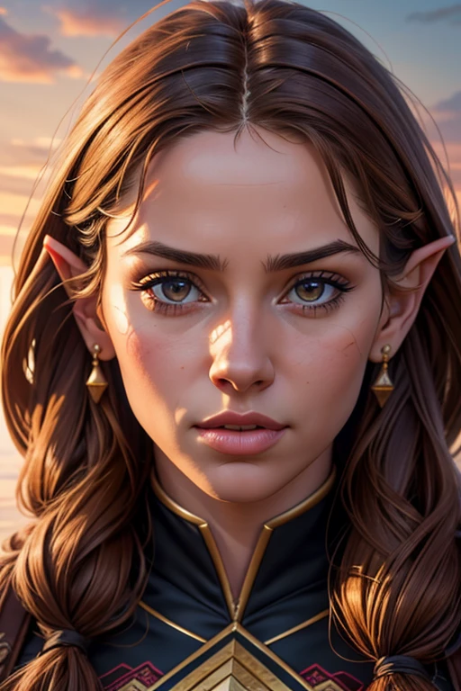 1girl, intricate detailed portrait, long brown braided hair, slightly parted lips, american plan, pointed ears, high resolution, masterpiece, anatomically correct, extreme detailed description, ahoge, drooling, POV, hood, bokeh, illustration, (best quality,4k,8k,highres,masterpiece:1.2),ultra-detailed,(realistic,photorealistic,photo-realistic:1.37)