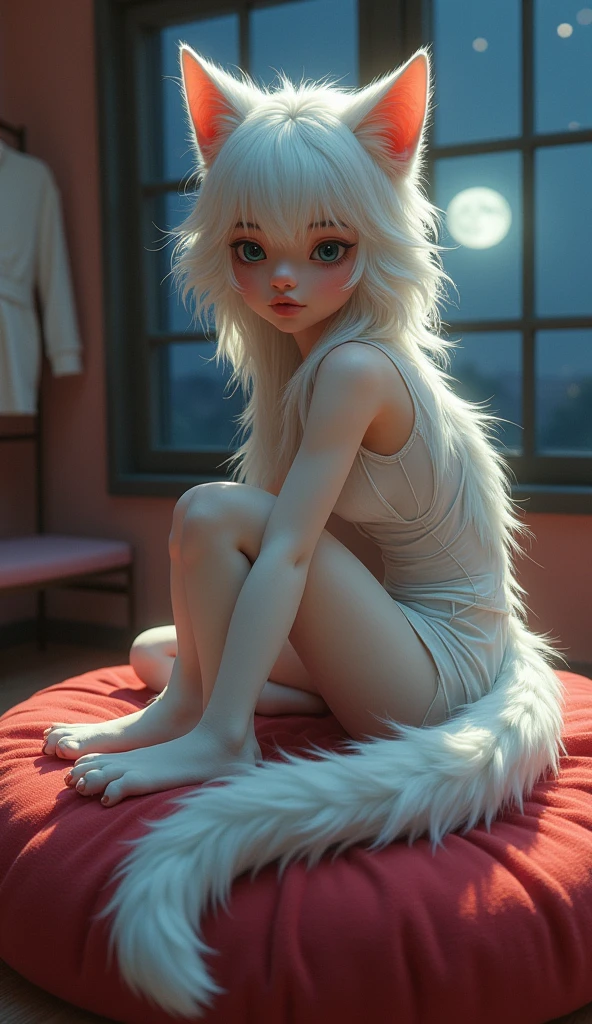 Cute hyper-realistic little white tiger,Eyes of different colors,Wearing a necklace,tchibi,Lovely and fluffy,Logo design,cartoony,movie light effect,big breasts enchanting,3D矢量艺术,Cute quirky,Fantasy art,Background bokeh,handpainted,digitial painting,gentlesoftlighting,Isometric style,4K 分辨率,photoreal render,Highly detailed and clean,Vector Image,Photorealistic masterpiece,professional photoshooting,simple space background,flat white background,isometry,Vibrant vector jk girl junior high school student little girl white socks showing feet poor milk sweet girl