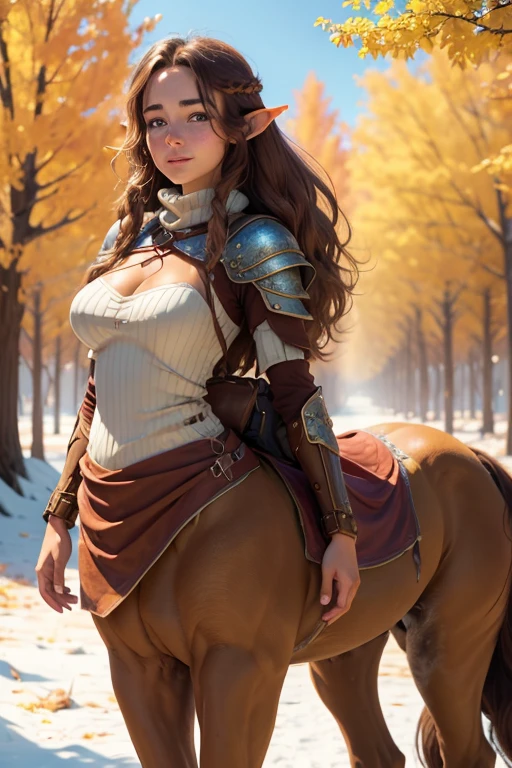 gwen tennyson,tracer,bulma,rebecca chambers,1girl,close up,face paint, valkyrie armor,gold neck jewelry,body tattoos,short hair,long dress,wolf fur, ceremonial cape,viking corset,tight skirt,snow forest,gold,amulets,norse piercings and tattoos,white norse top,nordic village,green eyes,orange hair,shy smile,freckles,redhead,beautiful girl,large breasts,thigh high boots,ultra detailed,realistic,fantasy art,riding a horse,garter belt,braided hair,
