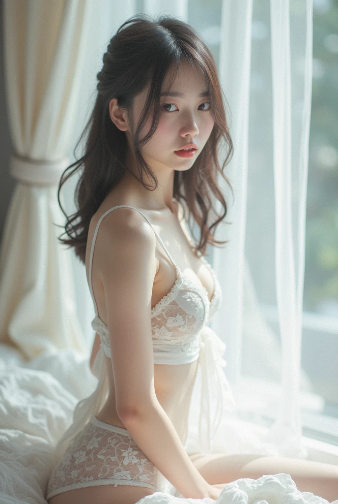 a beautiful young woman standing next to bed
, wet t-shirt, style of guo hua, transparent body, beautiful female white, wearing a sexy cropped top, see, front on. See the nipples h.See genitals under the cloth .Squatting facing the camera
